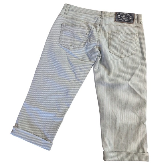 Fiorucci Capri Pants Women's 26 US Sz 2 Made in Italy Blue White Pinstripe NWT - Picture 3 of 8